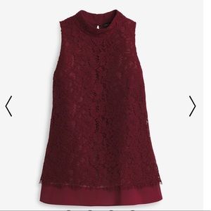 White House Black Market Lace Mock Neck Top